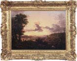 Figures in an Extensive Landscape at Sunset